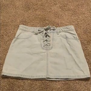 Denim Lace Up Skirt